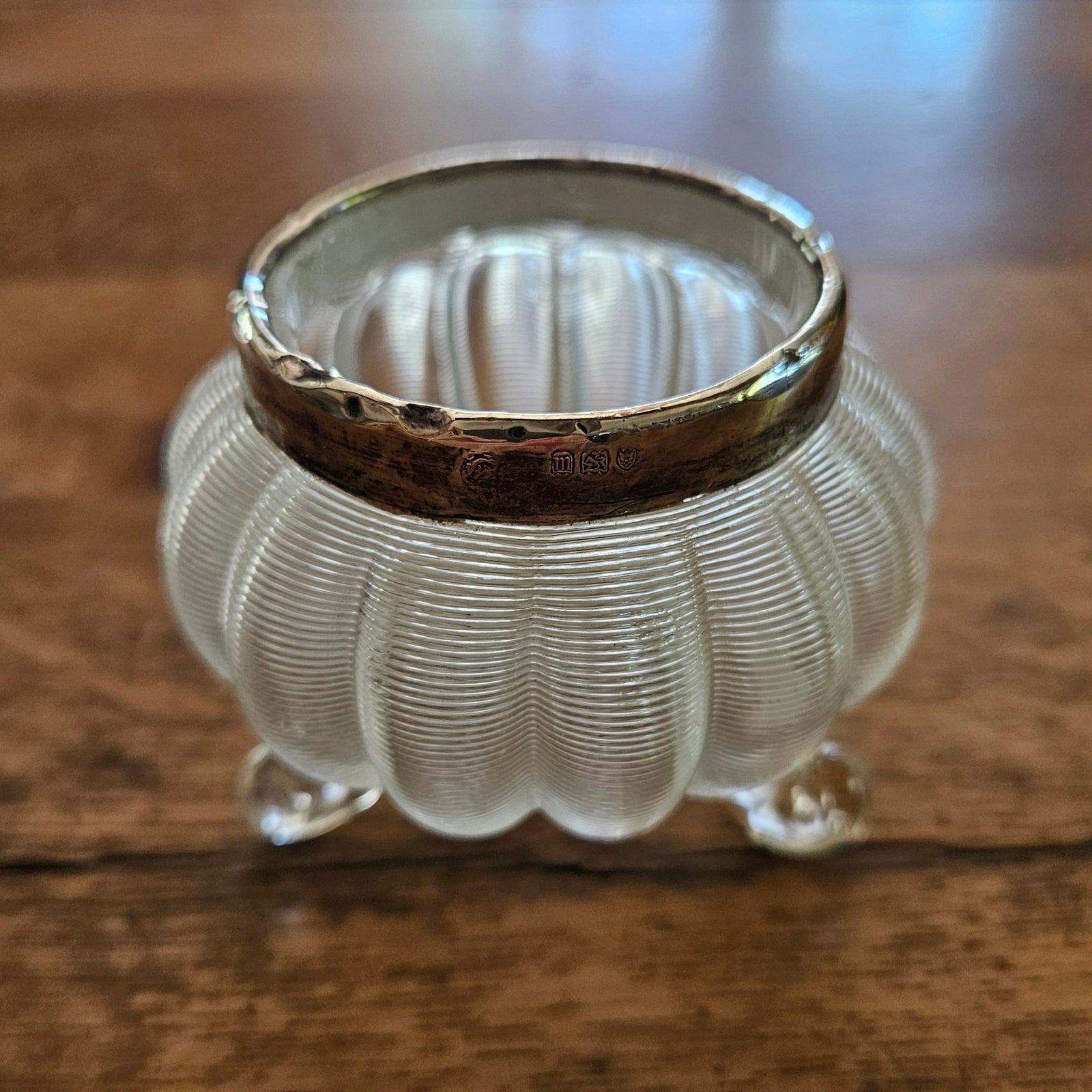 Cut Glass Sterling Silver Top Match Striker or Salt Antique Victorian