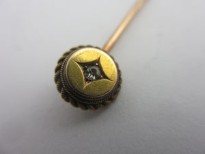 Diamond in 15k Gold Stick Pin Brooch Antique Victorian c1890 Boxed