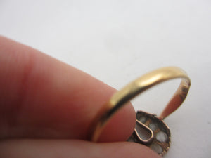 Old Cut Diamond Lucky Horseshoe 18k Gold Ring Antique Victorian c1880 Size UK Q+