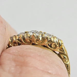 Diamond 5 Stone in 18k Gold Ring Size UK L Antique Victorian c1890