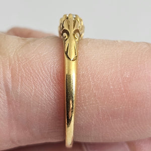 Diamond 5 Stone in 18k Gold Ring Size UK L Antique Victorian c1890