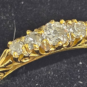 Diamond 5 Stone in 18k Gold Ring Size UK L Antique Victorian c1890