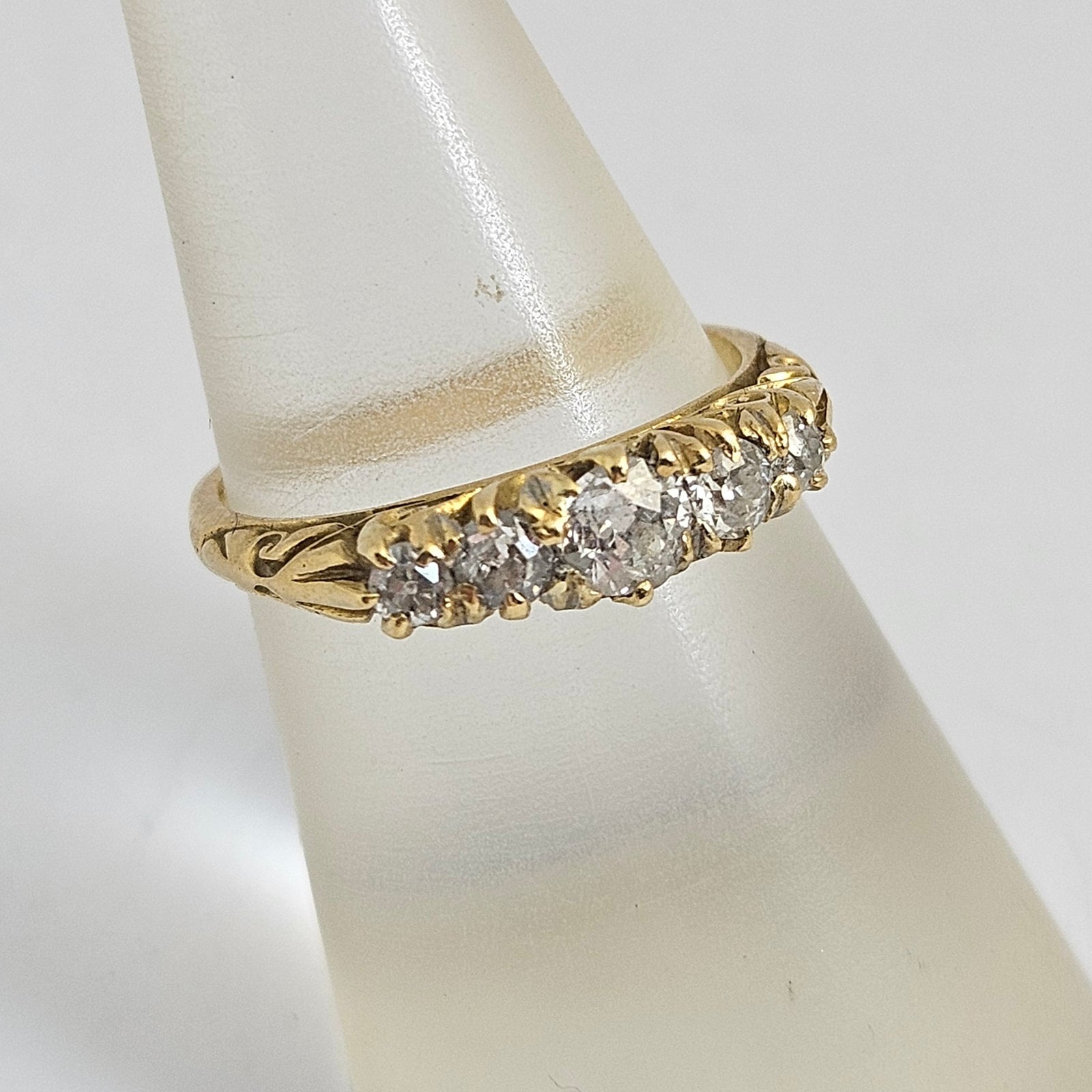 Diamond 5 Stone in 18k Gold Ring Size UK L Antique Victorian c1890