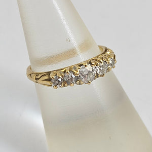 Diamond 5 Stone in 18k Gold Ring Size UK L Antique Victorian c1890