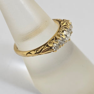 Diamond 5 Stone in 18k Gold Ring Size UK L Antique Victorian c1890
