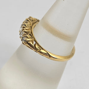 Diamond 5 Stone in 18k Gold Ring Size UK L Antique Victorian c1890