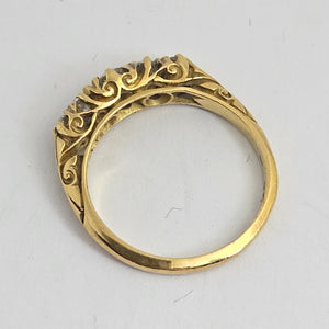 Diamond 5 Stone in 18k Gold Ring Size UK L Antique Victorian c1890