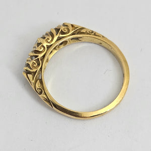 Diamond 5 Stone in 18k Gold Ring Size UK L Antique Victorian c1890