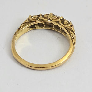 Diamond 5 Stone in 18k Gold Ring Size UK L Antique Victorian c1890