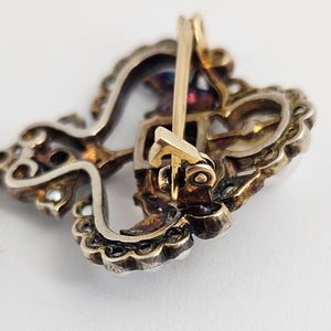 Diamond Amethyst and Seed Pearl 9k Gold Brooch or Pin Antique Victorian c1890