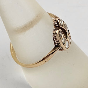Lucky Horseshoe Diamond in 18k Gold Ring Size UK R Antique Victorian c1880