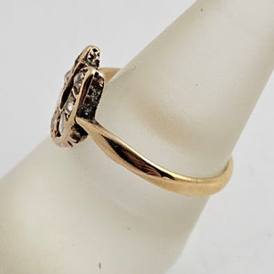 Lucky Horseshoe Diamond in 18k Gold Ring Size UK R Antique Victorian c1880