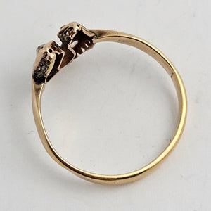 Lucky Horseshoe Diamond in 18k Gold Ring Size UK R Antique Victorian c1880