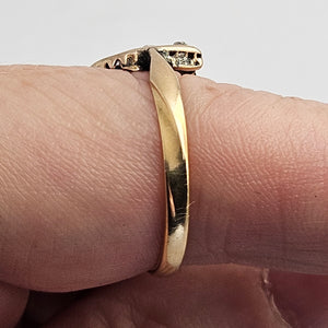 Lucky Horseshoe Diamond in 18k Gold Ring Size UK R Antique Victorian c1880