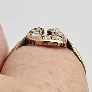 Lucky Horseshoe Diamond in 18k Gold Ring Size UK R Antique Victorian c1880