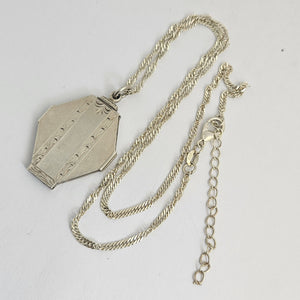 Sterling Silver Double Locket Pendant Necklace Antique Edwardian c1910