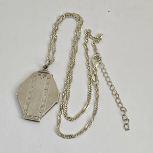 Sterling Silver Double Locket Pendant Necklace Antique Edwardian c1910
