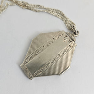 Sterling Silver Double Locket Pendant Necklace Antique Edwardian c1910