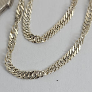 Sterling Silver Double Locket Pendant Necklace Antique Edwardian c1910