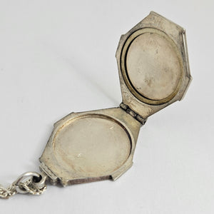 Sterling Silver Double Locket Pendant Necklace Antique Edwardian c1910
