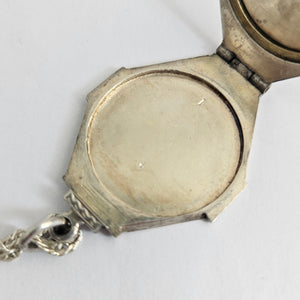 Sterling Silver Double Locket Pendant Necklace Antique Edwardian c1910