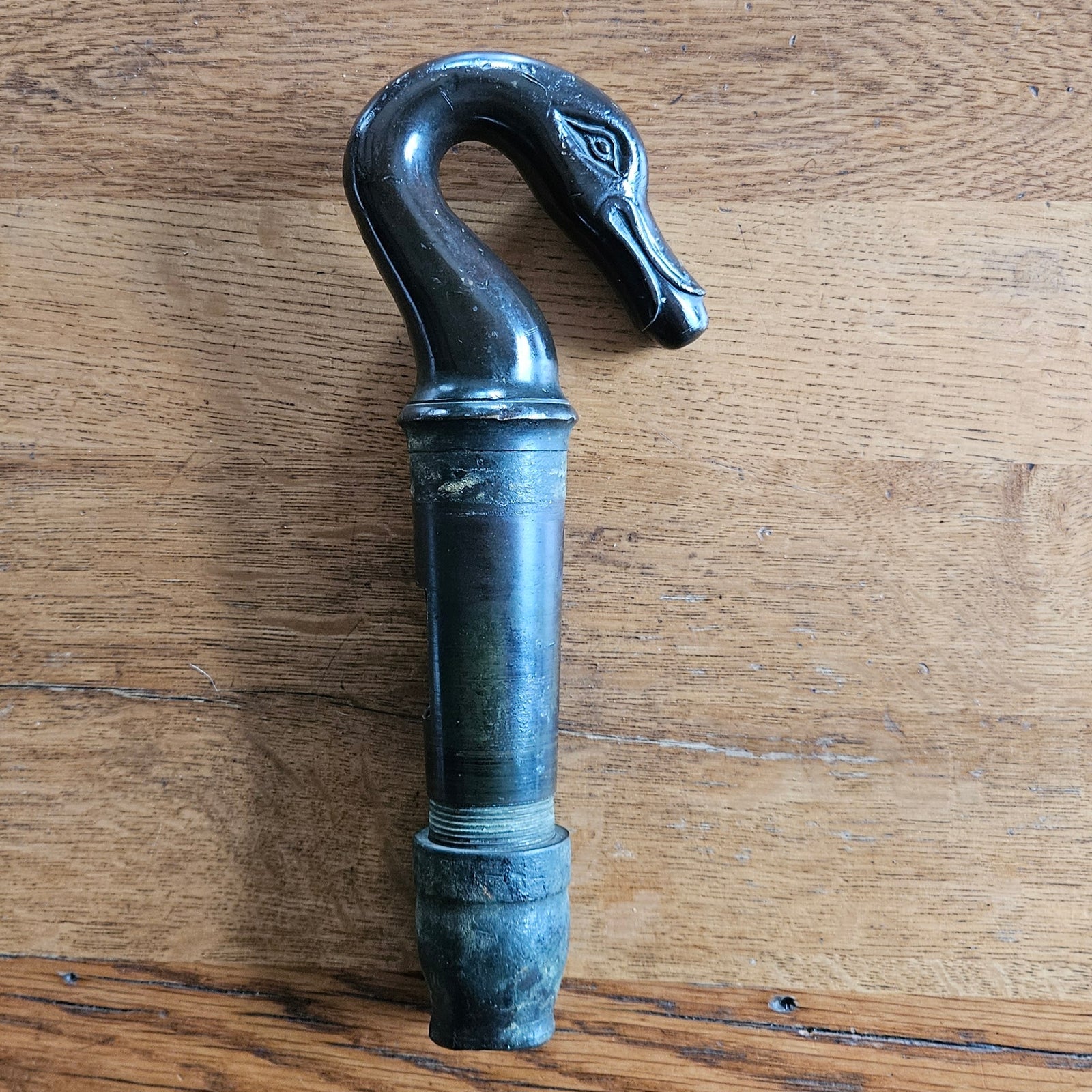 French Bronze Duck, Swan or Bird Facette Handle Antique 19th Century