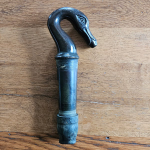 French Bronze Duck, Swan or Bird Facette Handle Antique 19th Century