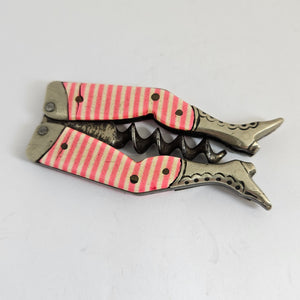 Novelty Ladies Legs Corkscrew Bottle Opener Enamel and Nickel Steel Antique Victorian c1840