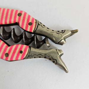 Novelty Ladies Legs Corkscrew Bottle Opener Enamel and Nickel Steel Antique Victorian c1840