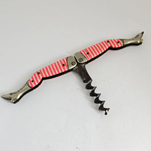 Novelty Ladies Legs Corkscrew Bottle Opener Enamel and Nickel Steel Antique Victorian c1840