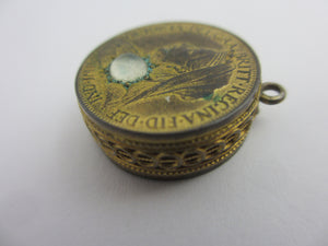 Farthing 1897 Coin Sterling Silver Gilt Pendant Charm or Locket Antique Victorian