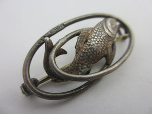 Charles Horner Fish Chester Sterling Silver Brooch Pin Antique Edwardian 1903