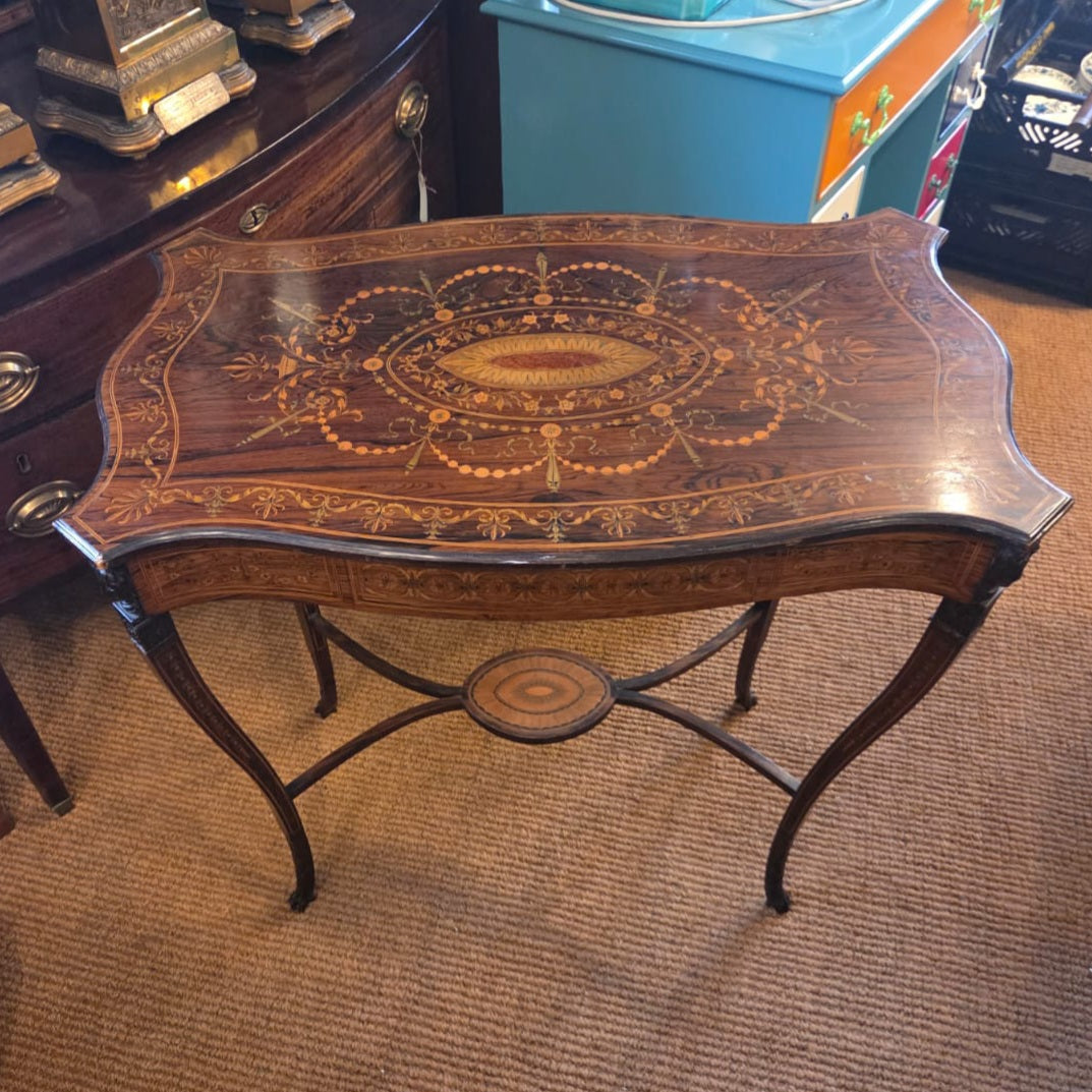 Hardwood Inlaid Mahogany Writing Table Antique Edwardian c1910