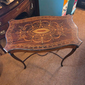 Hardwood Inlaid Mahogany Writing Table Antique Edwardian c1910