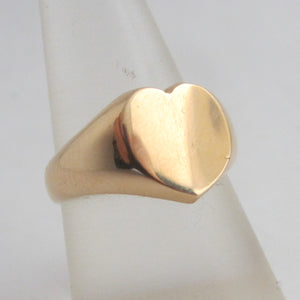 Heart 18k Gold Signet Ring Size UK N+ Antique Victorian 1898