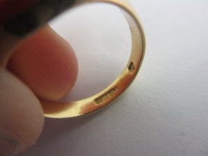 Heart 18k Gold Signet Ring Size UK N+ Antique Victorian 1898