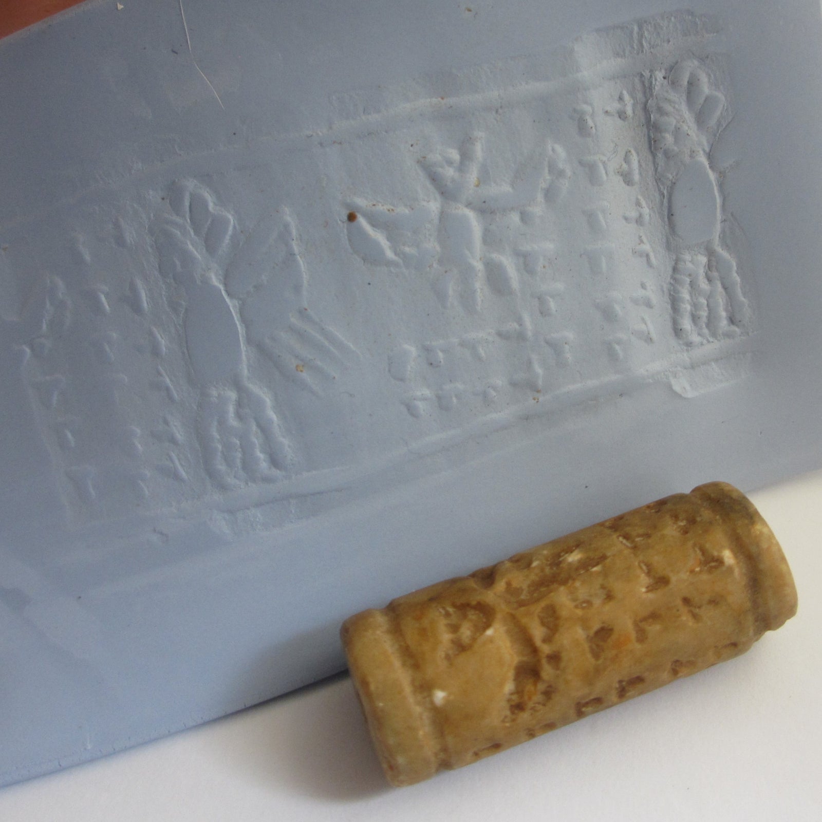 Hunting Scene Agate Roller Seal Bead Antique