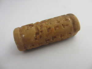 Hunting Scene Agate Roller Seal Bead Antique