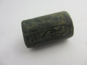 Hunting Scene Marble or Serpentine Roller Seal Bead Antique