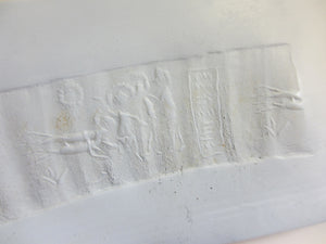 Hunting Scene Marble or Serpentine Roller Seal Bead Antique