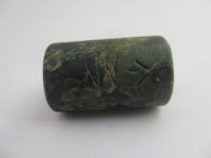 Hunting Scene Marble or Serpentine Roller Seal Bead Antique