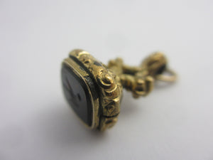 Flying Swallow Bird Intaglio Bloodstone Seal 9k Gold Cased Fob Pendant Charm Antique Victorian c1840