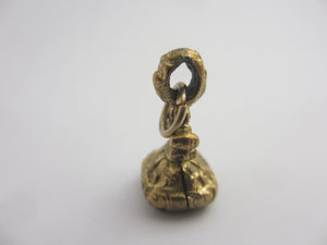 Flying Swallow Bird Intaglio Bloodstone Seal 9k Gold Cased Fob Pendant Charm Antique Victorian c1840
