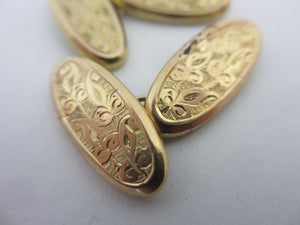 Ivy Leaf 9k Gold Cufflinks Antique Edwardian 1904