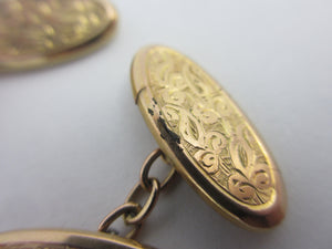 Ivy Leaf 9k Gold Cufflinks Antique Edwardian 1904