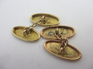 Ivy Leaf 9k Gold Cufflinks Antique Edwardian 1904