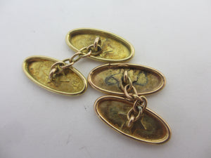 Ivy Leaf 9k Gold Cufflinks Antique Edwardian 1904