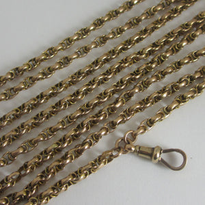 Long Guard Chain Necklace 9k Gold Antique Victorian c1860