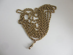 Long Guard Chain Necklace 9k Gold Antique Victorian c1860