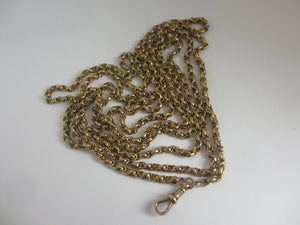 Long Guard Chain Necklace 9k Gold Antique Victorian c1860